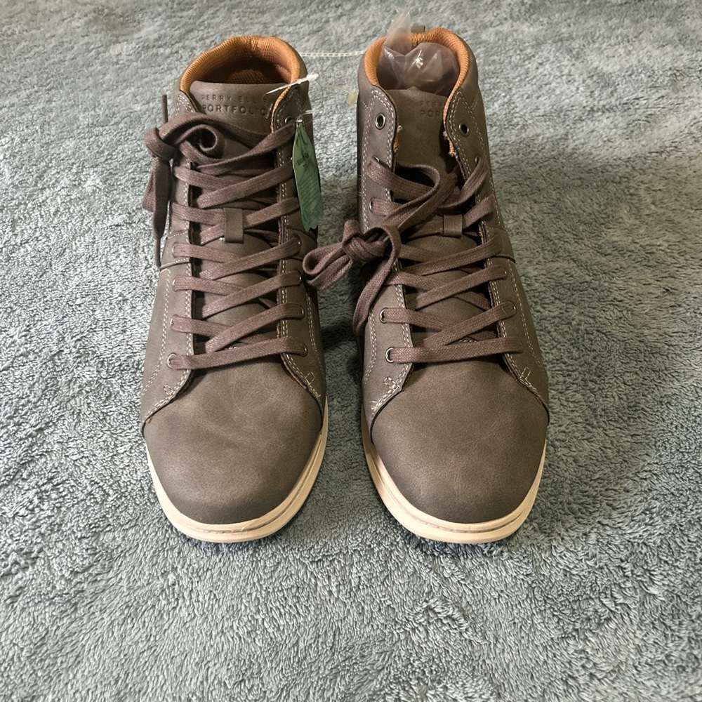 Perry Ellis Portfolio Men's Ranger High Top Sneakers Brown Taupe Size 12 NWT